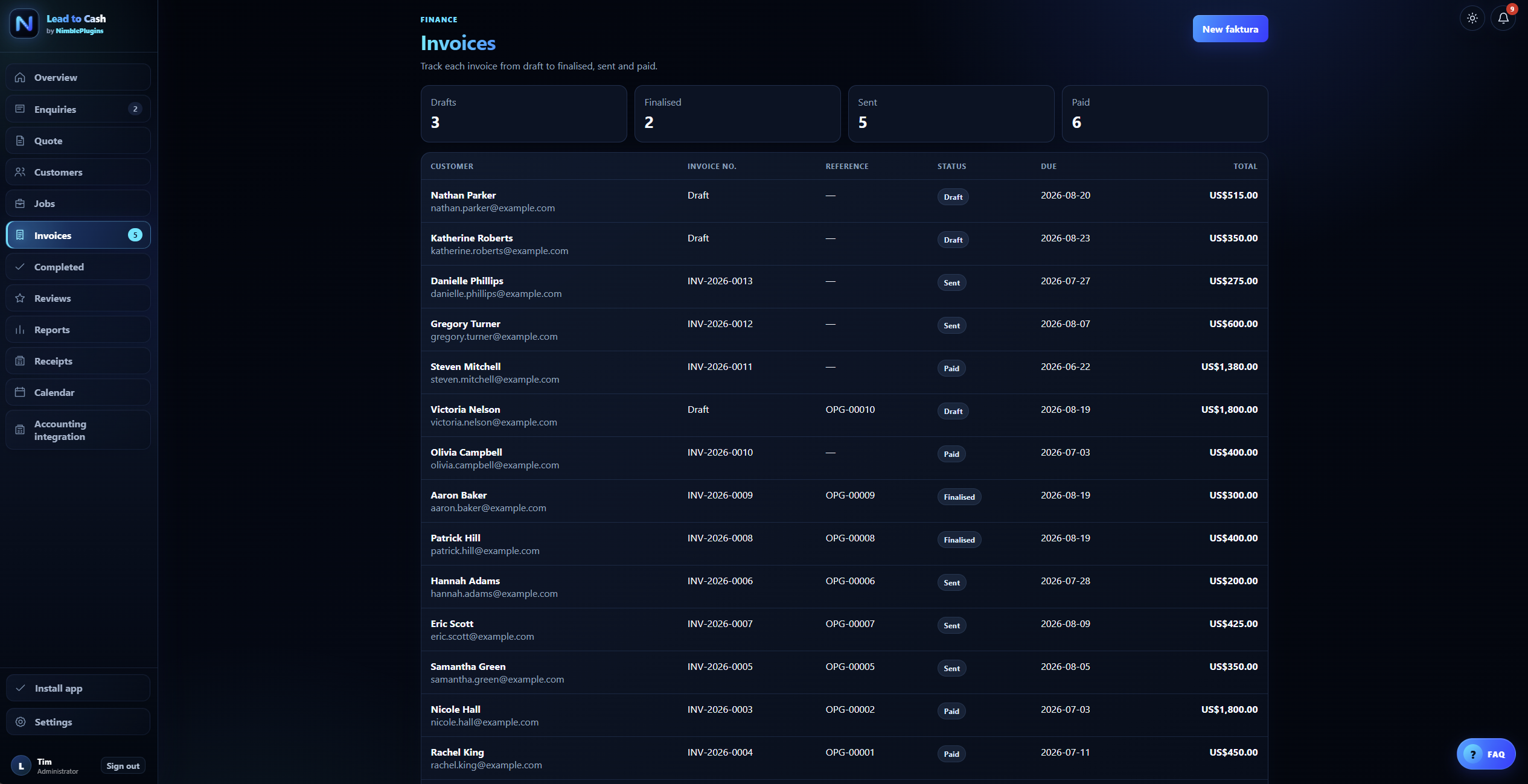 Invoicing screenshot
