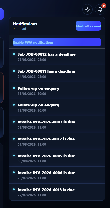 Notifications screenshot